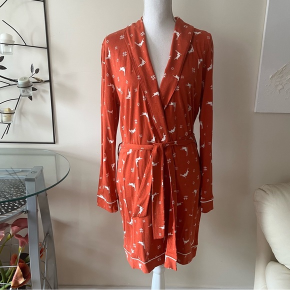 Cosabella Sahara Ski Trip Print Cozy Pima Cotton Blend Robe Size Large NWT - Picture 7 of 12